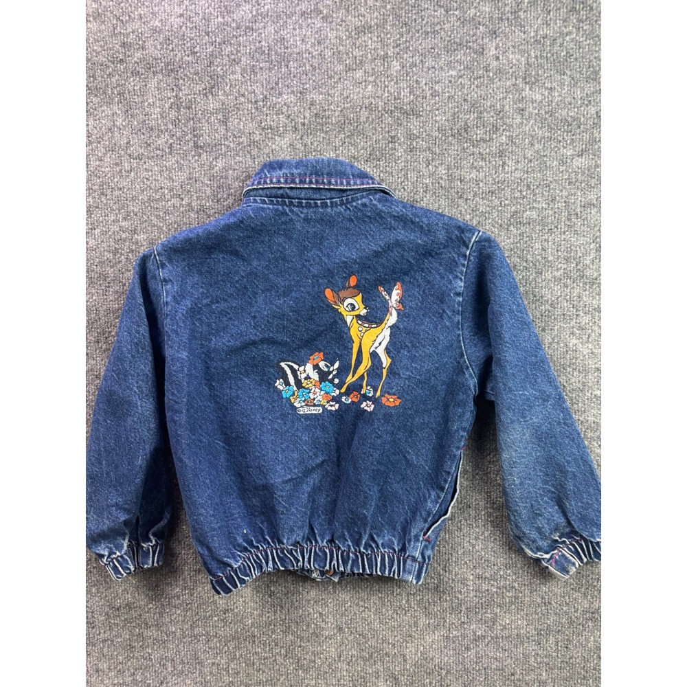 Vintage Disney Bambi Denim Jacket Kids Size‎ 5-6 Blue Made in USA Heart Warmers